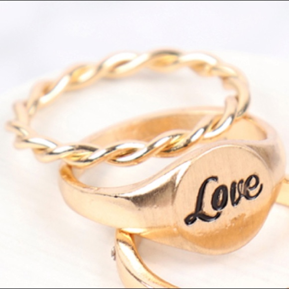 Set of 3 gold rings LOVE, New! So cute - Picture 10 of 12